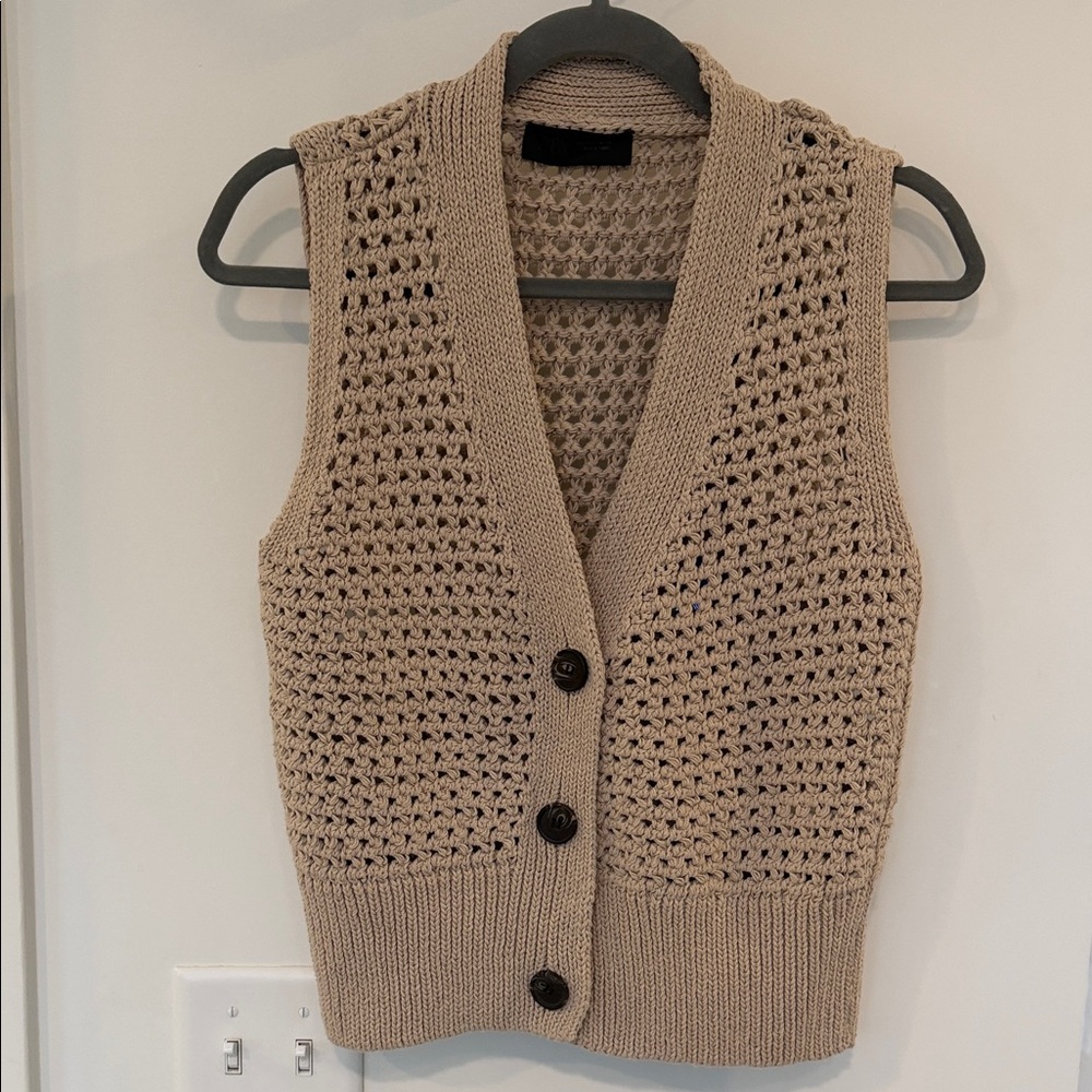 Zara Beige Knit Cardigan Vest